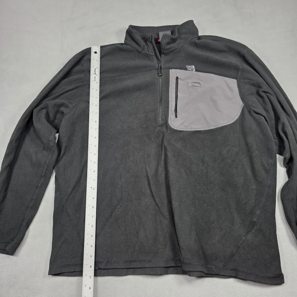 North Face Jacket Mens Double Extra Large Black 1/4 Zip Fleece Solid